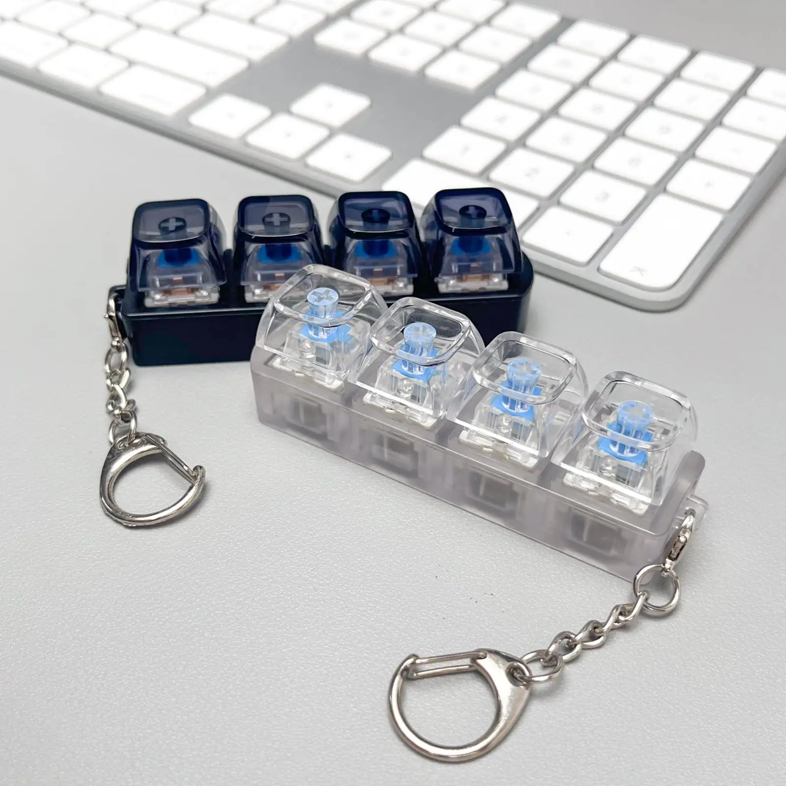 Fidget Toys, 1 Count LED Keyboard Keychain, Fingertip Clicker, Stress Relief Keychain, Fun Pendant for Boys and Girls