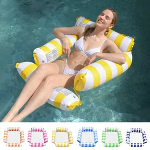 Inflatable Pool Float 4-In-1 Swimming Pool Hammock with Bottom Mesh, Portable Floating Chair Bed for Travel, Hot Tub, Adult Inflatable Lounger Hammock Pool Floats