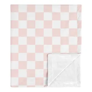 Sweet Jojo Designs Soft Baby Blanket (Pink Gingham Checkered Plaid) for Girls, Infant, Newborns, Toddler 30x36in - Stroller Swaddle Security Receiving Blankets Minky (Vintage, Classic, Checkerboard)
