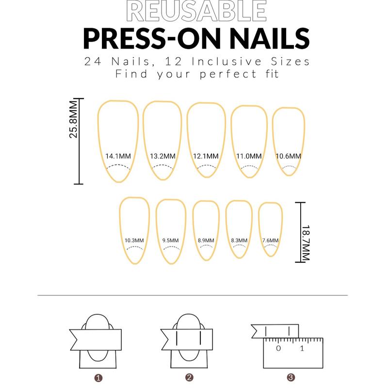 192pcs Reusable Nail Art Set, Nail Extension Kit, Glossy Finish Medium Almond Shape, Multi-Pack Blue Colors, Perfect Gift Idea