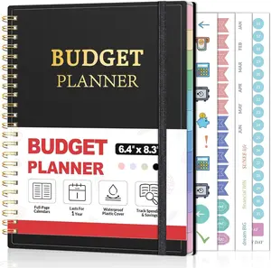 Budget Planner - Monthly Budget Book with Expense Tracker Notebook, Undated 12 Month Bill Organizer & Finance Planner to Manage Your Money, A5(6.4" x 8.3") Account Book with Colorful Tab, Black