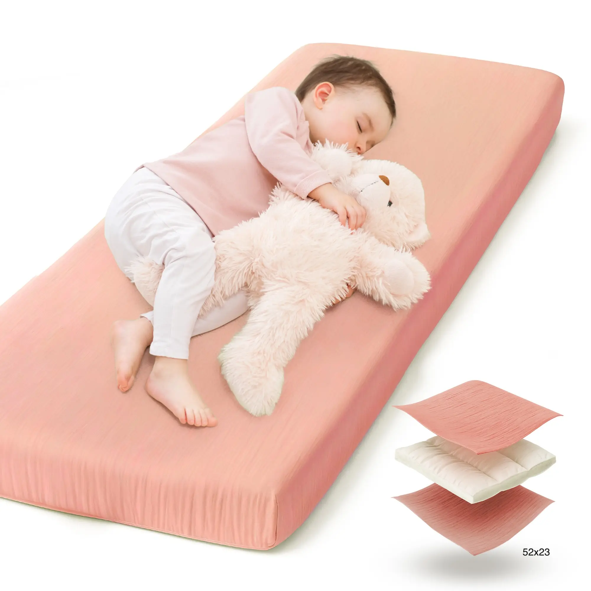 Daycare Toddler Cot Sheet With Padding - 100% Muslin Cotton Fitted Sheet for Kids Nap Mat | Soft Cozy Bedding for Children's In Preschool 52x23 | 40x23