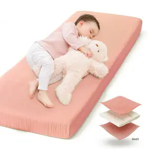 Daycare Toddler Cot Sheet With Padding - 100% Muslin Cotton Fitted Sheet for Kids Nap Mat | Soft Cozy Bedding for Children's In Preschool 52x23 | 40x23