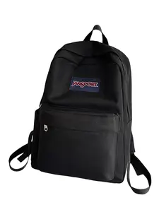 Classic Backpack, Simple Student Bag, Large Capacity Commuter Laptop Bag, Pure Color Nylon Shoulder Bag with Side Pockets, Durable Nylon Shoulder Bag