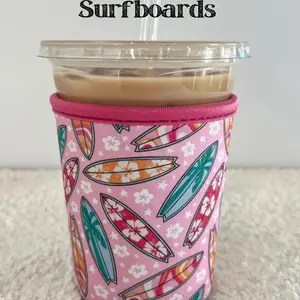 Surfboards, Iced Coffee Koozies for 16-18 oz Cups – On-the-Go Accessory to Keep Drinks Cold Stylish Drinkware
