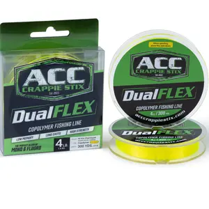 ACC Crappie DualFLEX Hi-Vis Copolymer Fishing Line - High Strength Low Memory 300 Yards for Crappie & Panfish Anglers