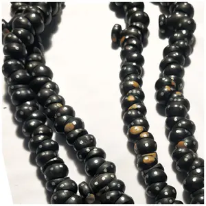 All Black BayeFall Monjahla Spiritual Bead Talisman Silver Metal Inlay. Spiritual Practices,Bead Science, Affirmations, Prayer, Protection.