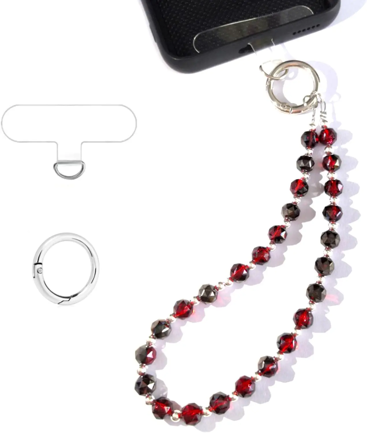 Beaded Phone Wrist Strap Charm Chain Wristlet Cellphone Lanyard Bracelet  with Tether Tab Hands-Free