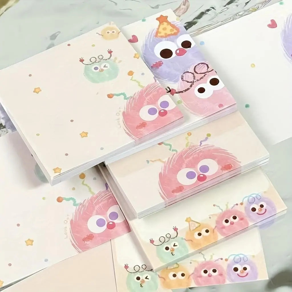 Cartoon Monster Pattern Sticky Note, 50 Sheets/pad Colorful Sticky Note, Creative Multi-purpose Sticky Note for Office & Home, Adhesive Stickers
