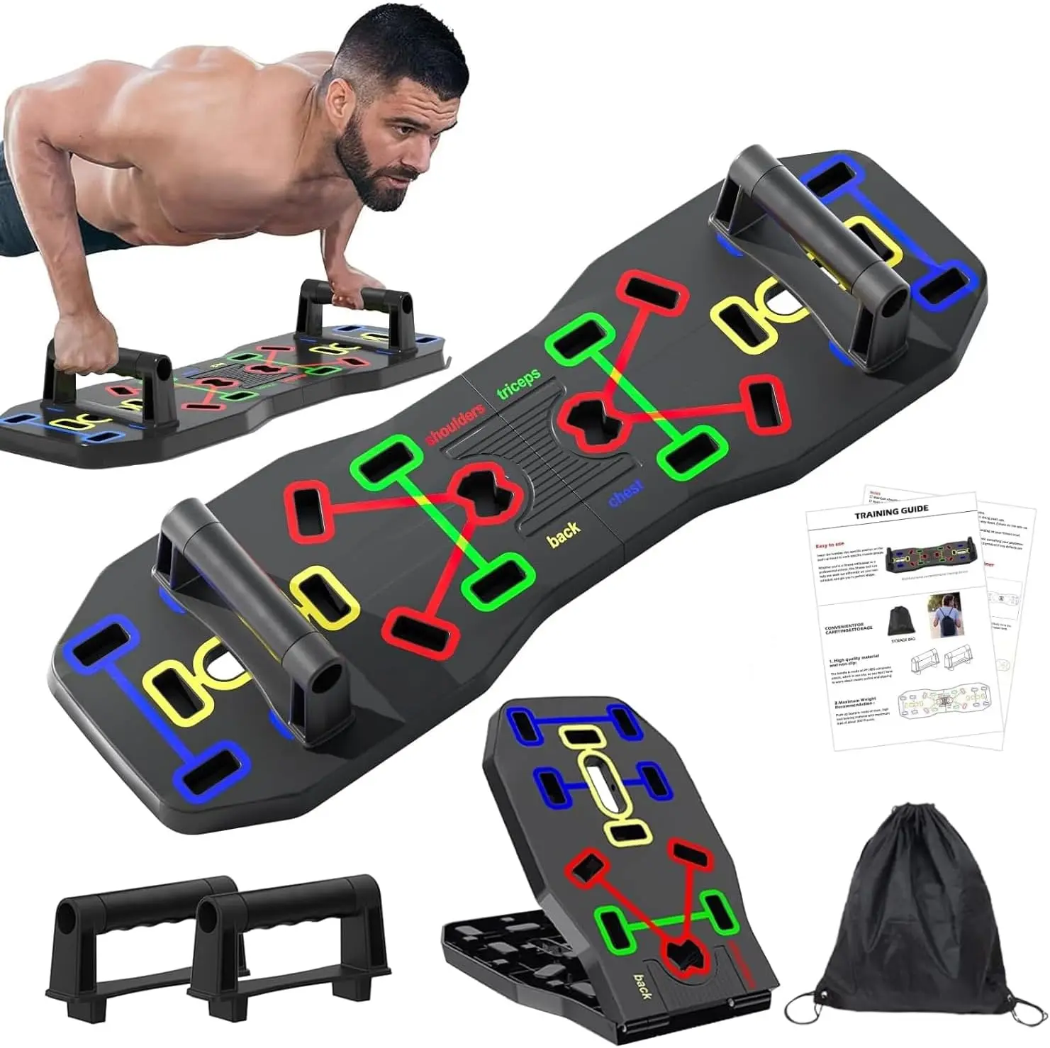 Foldable Push Up Board, Push Up Stand, Home Gym Fitness Accessories, Sports & Outdoor Exercise Equipment (for Spring Fitness, Back to School Use)