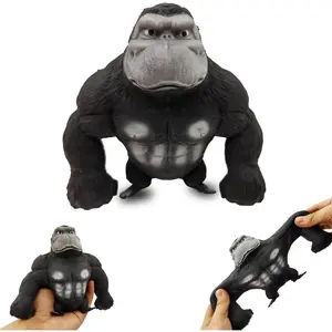 Large Squishy Monkey Stretch Gorilla,Sensory Stress Relief Monkey Toy for Children and Adults,Rubber Monkey Toy for Autism ADHD,Gorilla Gifts for Birthday,Office,Christmas(Black)