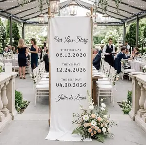 Custom Linen Wedding Sign | Personalized Fabric Welcome Banner | Minimalist Engagement Signage | Large Anniversary Backdrop & Keepsake Decor