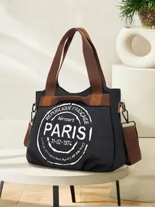 Women's Vintage Paris Letter Pattern Tote Bag, Large Capacity Shoulder Bag for Daily Used, Trendy Versatile High-quality Daily, Girl Fashionable Shopping Bag, Stylish Tote Bag