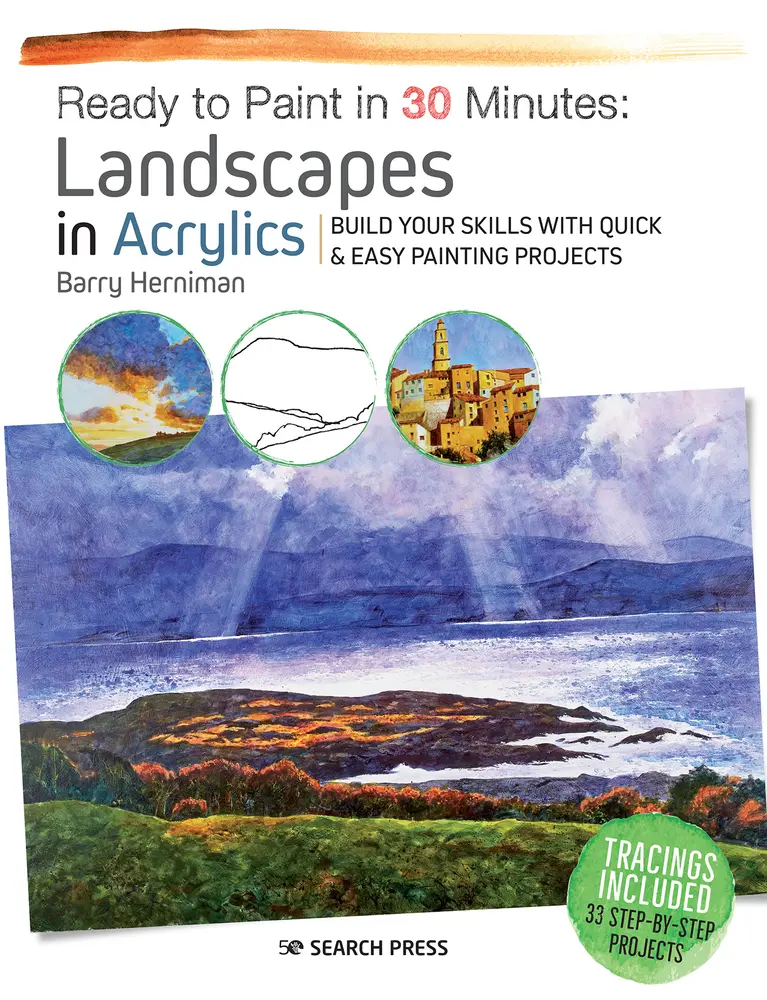 USED-Ready to Paint in 30 Minutes: Landscapes in Acrylics: Build Your Skills with Quick & Easy Painting Projects by Herniman, Barry (Paperback)