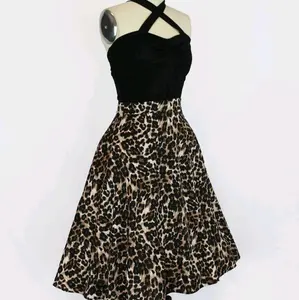 Flowy Leopard Rockabilly Vintage Skirt With Pockets