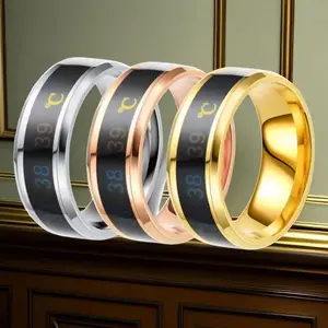Men's Stainless Steel Sporty Sports Wristband Ring - European-American Style, Cross-Border, Intelligent Temperature-Sensitive Color-Changing, Non-Fading, Light Luxury Hip-Hop Design, Sporty Sports Wristbands