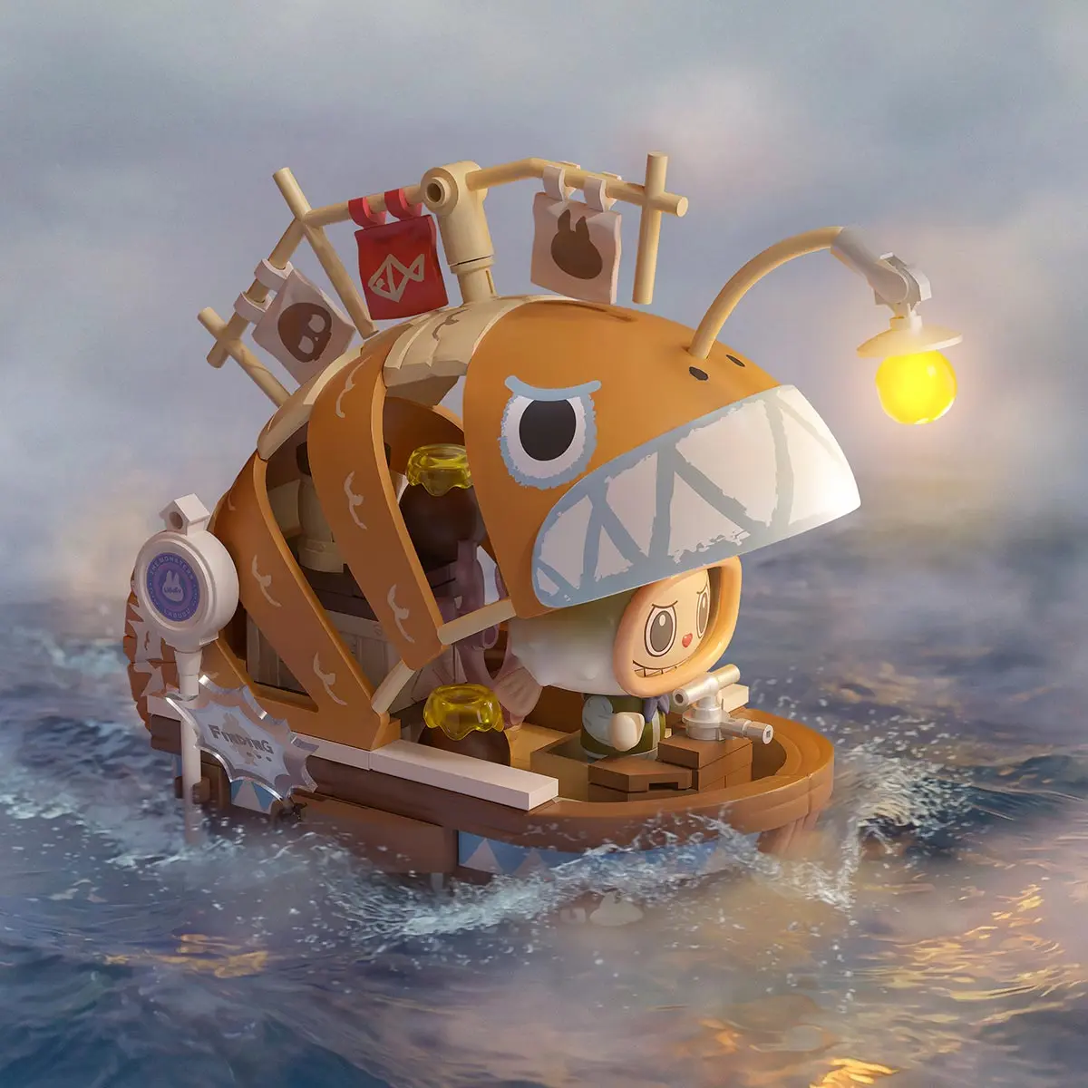 [VT] THE MONSTERS Chasing Mermaids Series Blocks LABUBU 3D Puzzle Building Toys Boys Gift