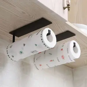 No-drill wall-mounted stainless steel tissue holder, strong adhesive no-trace roll tissue holder, space-saving stable load-bearing tissue storage rack, suitable for kitchen, bathroom, living room home accessories