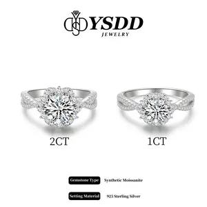 【#587 Ethereal Garden】Exquisite Twisted Floral Halo Ring vvs Synthetic Moissanite Rings in 925 Sterling Silver