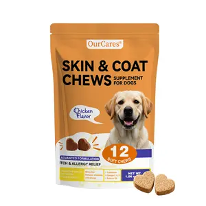 OurCares Skin & Coat Chews for Dogs | 12 Soft Chews, Chicken FlavorEnhances Fur Shine & Softness, Relieves Dry Itchy Skin, Repairs & Strengthens Skin Barrier Supplements Advanced Formulation,GLB
