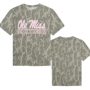 Mossy Oak Ole Miss Pink Camo Original Bottomland Tee For Men And Women, Camo Pattern Men's T-Shirt, Soft Breathable Cotton, Hunting Outdoor Shirt, Streetwear Outfit, Gift For Him Her