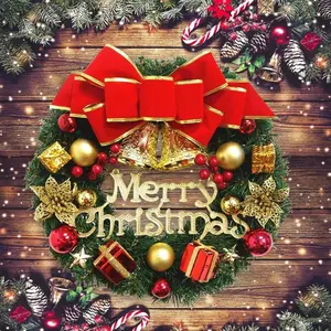 1PC Christmas Wreath Decoration Set, Bow Design, Garland Ribbon, Perfect Gift for Christmas Hotels, Malls & Homes, Holiday Hanging Decorations