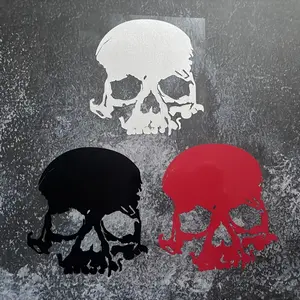 1PC Horror Skull Motorcycle Helmet Sticker - Fits Cars/Trucks/Off-Road Vehicles. For Doors/Rear Windows/Fuel Tanks & Laptops, Skull Decor Decal, Premium Skull Stickers, Waterproof Easy to Apply
