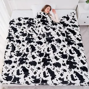 Fleece Blanket King Size Cow Print - 280GSM Lightweight Soft Fuzzy Cozy Plush King Blanket for Bed, 90x108 inches