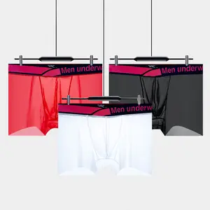 Men's 3-Pack Low Waist Sheer Sport Boxers Set - Contour Pouch, Moisture Wicking, Ultra Thin, Transparent, Breathable, Seamless Trunks, Nylon Blend, Solid Plain - For Gym, Running, Everyday Wear tiktokshopspringglowup,summervibes outdoorfun