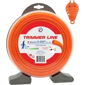 .095" Square Trimmer Line (270 ft / 1 lb Donut Spool) - Heavy Duty Commercial Grade Weed Wacker String & Weed Eater Line -  Edge Brush  Replacement - Free  Included