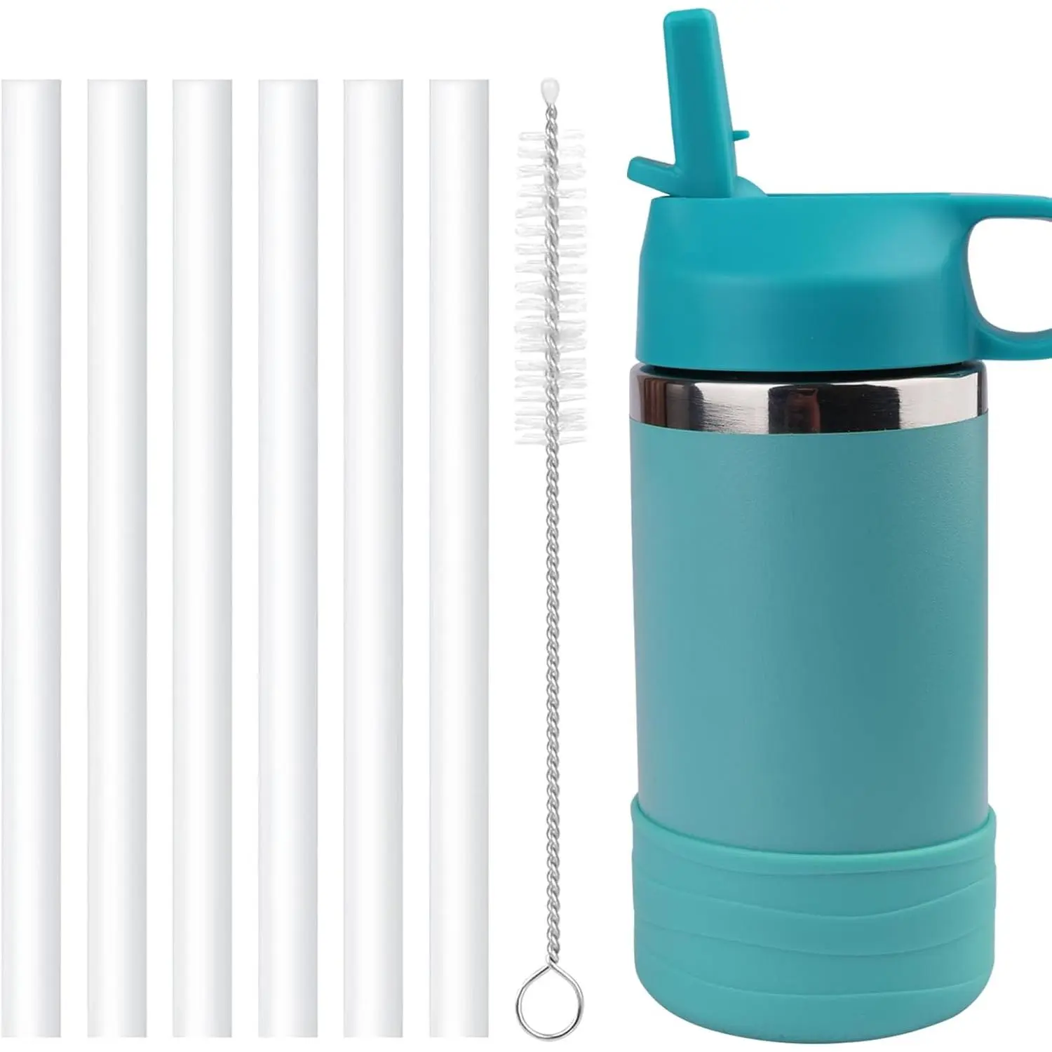 Replacement Straws Compatible with Hydro Flask Wide Mouth 12oz  Water Caps-6 Pack  Straws and Pack Straw Brush