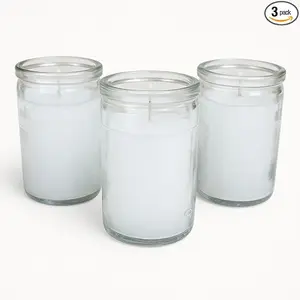 3-Pack Unscented White Spiritual Household Candles, 3in Paraffin Wax Non-Toxic Candles - Home Decor Light for Prayer, Meditation, Cleansing & Protection