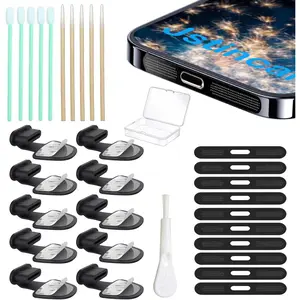 (10-Pack)  USB C Dust Plug, Phone Accessories for  15 16 17/15 16 Plus/15 16 Pro/15 16 Pro Max, Type C Plug Cover  Port Protector Cap, Speaker Cover (Black)