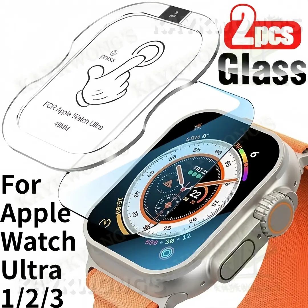 KAYKWONG'S For IWatch Ultra 2 49mm Tempered Glass Protective Kit, 2 Pieces with Alignment Tool, HD Protective Film Screen Protector, Compatible with Watch Ultra 1/2/3 49mm