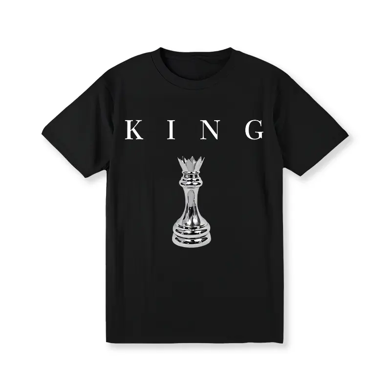 Unisex Classic Fit T-Shirt with Chess King Graphic Print, 180GSM 100% Cotton Short-Sleeve Round Neck Streetwear Top, Tshirt, Shortsleeve
