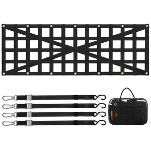 VEVOR Tailgate Net, Summervibes,Summervibes, 54 in x 18 in, Heavy Duty Cargo Net for Truck Bed with 4 Adjustable Telescopic Straps, Cross-reinforced Design, Extendable & Durable, Suitable for Pickup, Truck, Trailer, Jeep, SUV