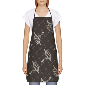 1 Outdoor Gardening Apron - Dark brown base with light brown abstract floral cluster pattern. A personalized chef and BBQ apron suitable for gardens, restaurants, bakeries, nail salons, shops, cafes, cooking, DIY, and as a holiday gift. Also a Christmas a