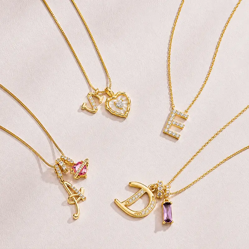 Heart Initial Necklace for Women, Plated A-Z Letter Pendant, Dainty Personalized Monogram Necklace, Heart Charm, Valentine's Day Gift for Her