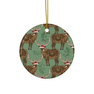 Coast Salish Christmas Deer Ceramic Ornament