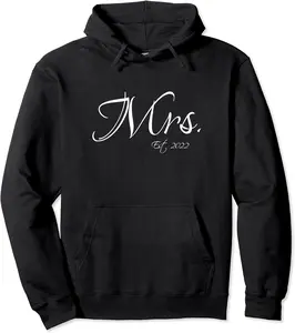 Mrs. Est. 2022 Mr. & Mrs. Bride Groom Couple Matching Bridal Pullover Hoodie - Dilpreetka Shop 98B09M9VGSCW