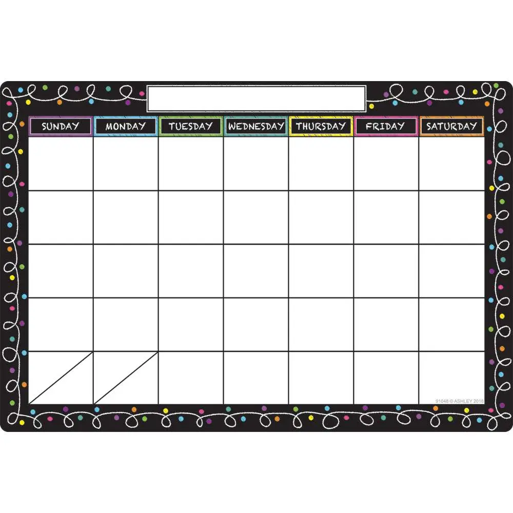 Smart Poly® Chart 13"X19", Chalk Dots With Loops Calendar