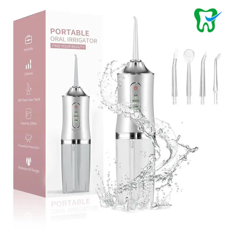 4 In 1 Water Flosser For Teeth, Cordless Water Flossers Oral Irrigator With DIY Mode 4 Jet Tips, Tooth Flosser, Portable And Rechargeable For Home Tra