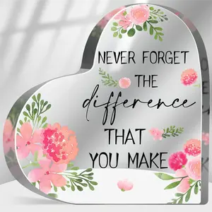 Retirement Gifts for Women, Coworker Thank You Gifts, Going Away Goodbye Farewell Leaving Gifts for Coworker Boss Friend, Never Forget The Difference That You Make Sign Floral Plaque