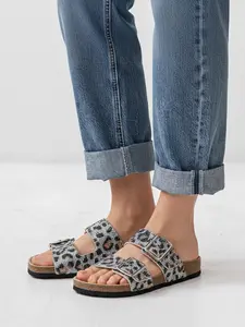 Women's Open Toe Rhinestone Slide Sandals Casual & Dressy Slip-On Flats for Beach Summer Walking Shoes