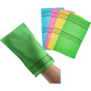 4 count Korean  Mitt Bath Washcloth 9.1 x 6 in -   Towel (Large 4 count Green Skyblue Pink Yellow)