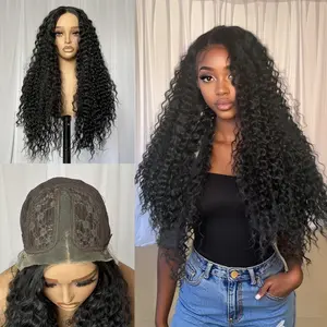 [Deep Curl] Beginher Hair 30 inches Super Soft-Futura 200% Density Deep Wave Middle Part 13x4x1 Frontal HD Lace Synthetic Wear Go Frontal Wig Natural Black Color