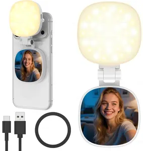 Magnetic Selfie Light Compatible with MagSafe iPhone, Multiple Folding LED Phone Photo Beauty Fill Ring Lighting with Mirror for Zoom Makeup Photography Recording Video Conference