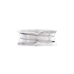 Pre-owned Bvlgari B.Zero1 Three Band Ring 18K White Gold with Diamonds by Rebag