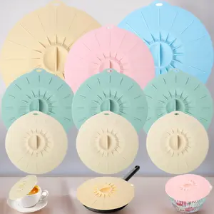 9-Pack Silicone Lids & Microwave Splatter Covers, Reusable Heat-Resistant Bowl Covers (5 Sizes) for Plates, Pots, Pans & Skillets, Stovetop, Oven, Fridge & Dishwasher Safe