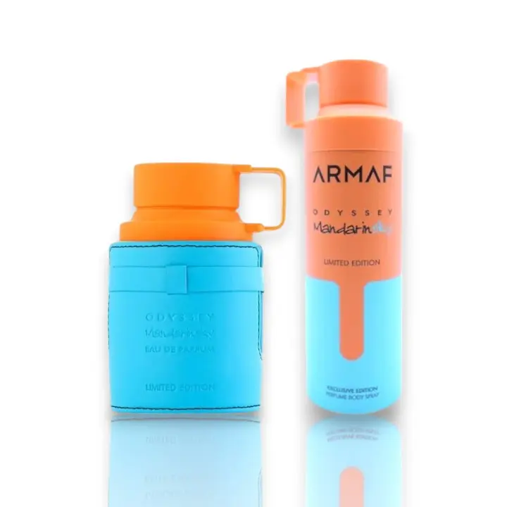 Armaf Odyssey Mandarin Men's Aromatic Fruity Fragrance 2-Piece Multi-Pack - 100ml Eau de Parfum & Body Spray, Citrus Orange Bergamot, Mandarin Fresh, Fresh Caramel & Vetiver Notes